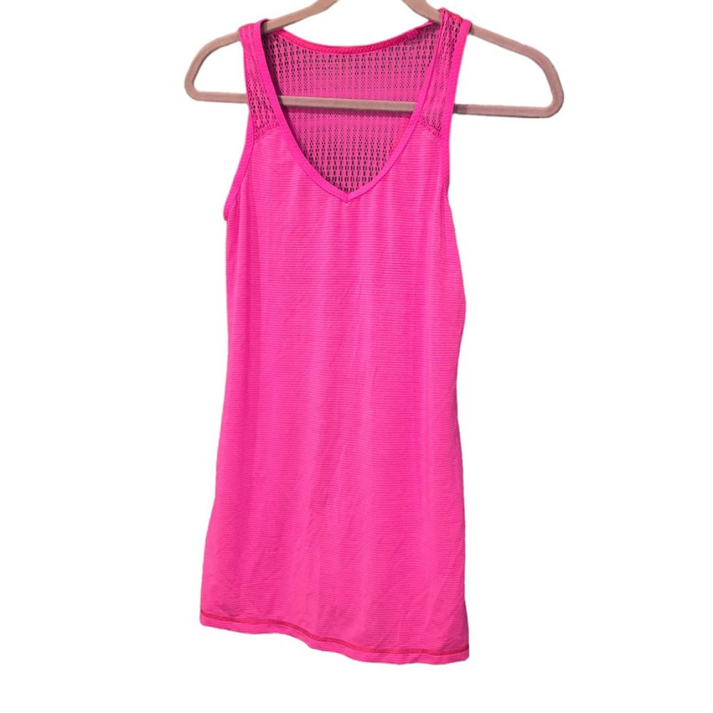 lululemon athletica COLOR OF THE MOMENT hot pink crochet tank top 8